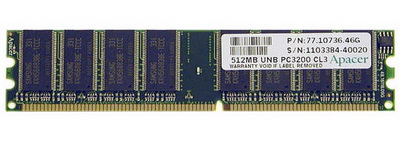 Общий вид планки памяти DIMM DDR 512Mb PC3200